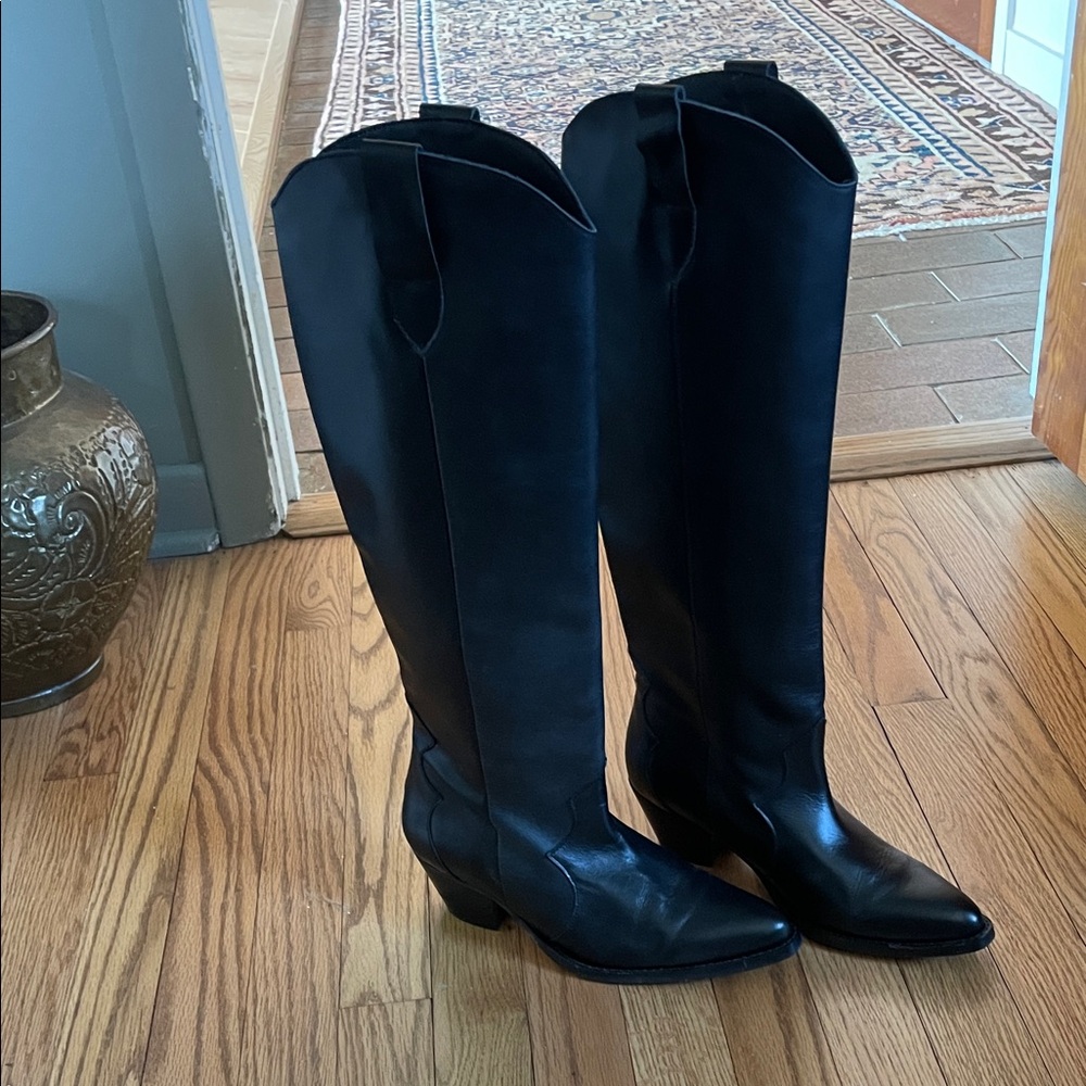 Anthropologie Leather Black Women's Knee-High Boots